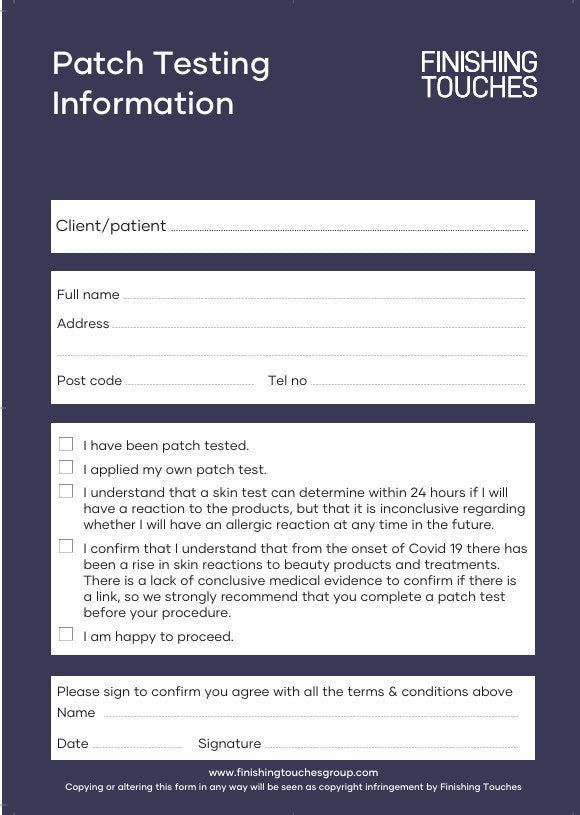 Patch Test Sheet